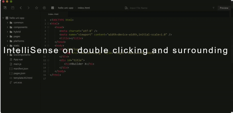 Looping demo of HBuilderX Markdown preview staying aligned with source edits